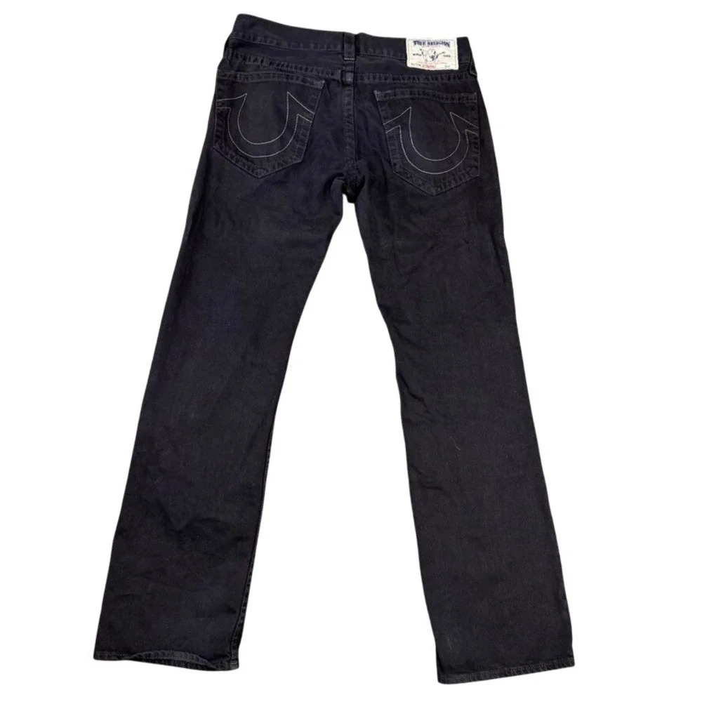 True Religion Mens Black Straight Leg Denim Jeans Size 33 RN112790 CA57414